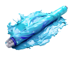 AI generated Blue Paint Brush Isolated on Transparent Background. Blue Dye. Generative Ai png