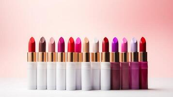 AI generated Colorful Lipsticks in Vibrant Background photo