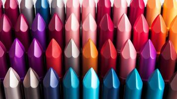 AI generated Colorful Lipsticks in Vibrant Background photo
