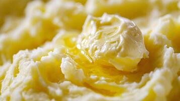 AI generated mashed potatoes macro close up, selective focus, shallow depth of field photo