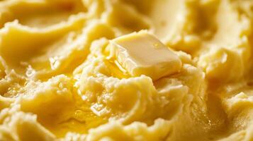 AI generated mashed potatoes macro close up, selective focus, shallow depth of field photo