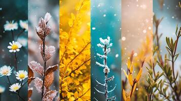 AI generated Collage of seasons - spring, summer, autumn and winter. photo