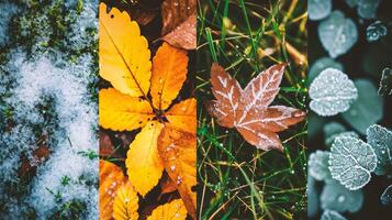 ai generado collage de estaciones - primavera, verano, otoño y invierno. foto