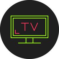 televisión glifo circulo icono vector
