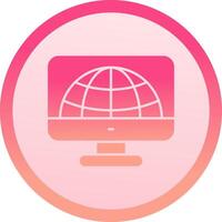 Monitor solid circle gradeint Icon vector