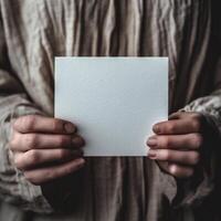 AI generated Hands holding a blank sheet of paper with space for your message photo