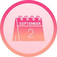 2nd of September solid circle gradeint Icon vector