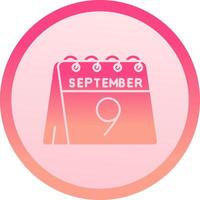 9th of September solid circle gradeint Icon vector