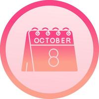 8th of October solid circle gradeint Icon vector