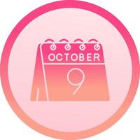 9th of October solid circle gradeint Icon vector