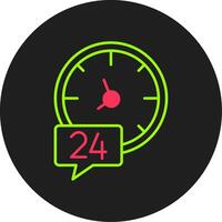 24 Hours Glyph Circle Icon vector
