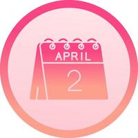 2nd of April solid circle gradeint Icon vector