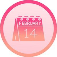 14th of February solid circle gradeint Icon vector