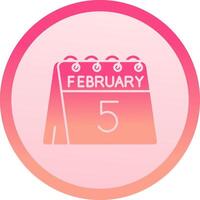 5th of February solid circle gradeint Icon vector