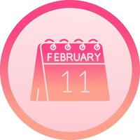 11th of February solid circle gradeint Icon vector