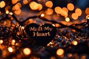 AI generated Valentine's day background with heart on bokeh lights photo