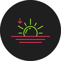 Sunset Glyph Circle Icon vector