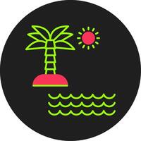Beach Glyph Circle Icon vector