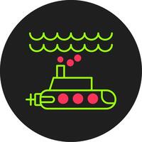 Submarine Glyph Circle Icon vector