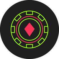 póker chip glifo circulo icono vector