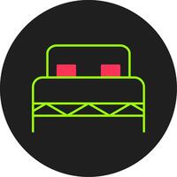 Double Bed Glyph Circle Icon vector