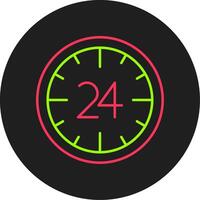 24 horas glifo circulo icono vector