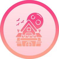 Haunted house solid circle gradeint Icon vector