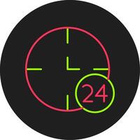 24 horas glifo circulo icono vector