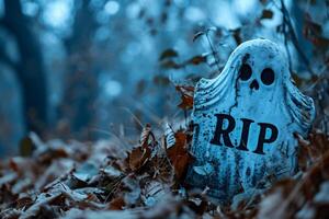 AI generated Rip Halloween background, ghost, grave photo