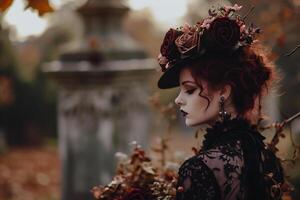 AI generated Beautiful gothic girl photo