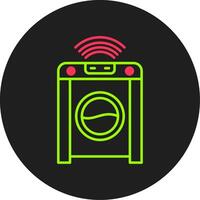 Smart Washing Machine Glyph Circle Icon vector