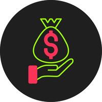 Money Bag Glyph Circle Icon vector