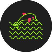 Dolphin Glyph Circle Icon vector