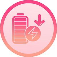 Low battery solid circle gradeint Icon vector