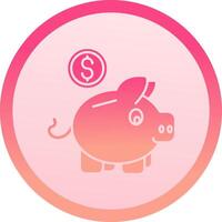 cerdito banco sólido circulo grado icono vector