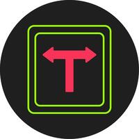T Junction Glyph Circle Icon vector
