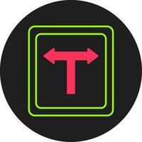 T Junction Glyph Circle Icon vector