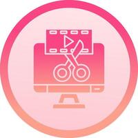 vídeo editor sólido circulo grado icono vector