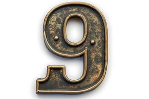 AI generated Bold number 9 on a bright and pristine white background with ample space for text or design elements photo