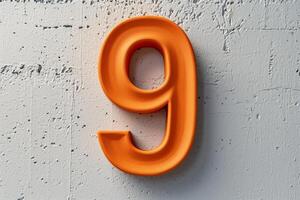 AI generated Number 9 in bold font on clean white background for design and education purposes photo