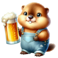 AI generated groundhog holding a beer png