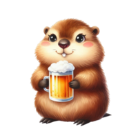 AI generated groundhog holding a beer png