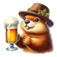 AI generated groundhog holding a beer png