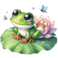 ai generiert Frosch Karikatur Illustration, transparent Hintergrund png