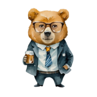 AI generated business bear cartoon illustration png