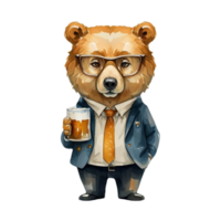 AI generated business bear cartoon illustration png