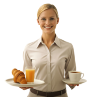 AI generated morning breakfast service with tray- png