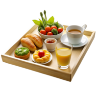 AI generated morning breakfast service with tray- png