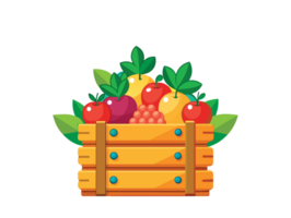 AI generated wooden box with mixed fruit- png