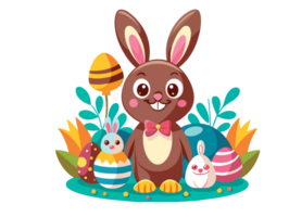 AI generated Chocolate rabbit in Easter theme- png